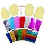 Foil Art 4-in-1 Cupcake Board Kit - Kitten / Unicorn / Strawberry / Bear - Contents