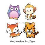 Wooden Animal Magnet Kit - Owl, Monkey, Fox, Tiger