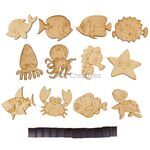 Wooden Sealife Animal Magnet Kit - 12 Bubbly Sea Animals! - Contents