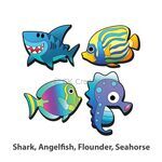 Wooden Sealife Animal Magnet Kit - Shark, Angelfish, Flounder, Seahorse