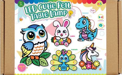 LED Cutie Felt Table Lamp Box Kit - Owl / Rabbit / Dinosaur / Peacock / Unicorn