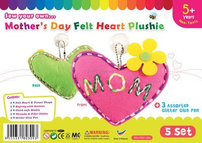 Felt Mom Heart Shape Plushie - Pack of 5