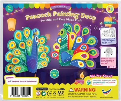 Peacock Paper Craft Painting Deco - Pack of 10
