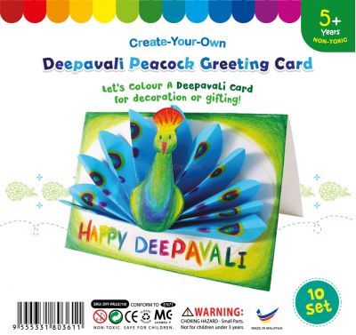 Deepavali Peacock Greeting Card - Pack of 10