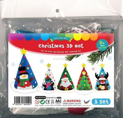 Felt Christmas 3D Hat Kit Pack of 5 - Packaging Front