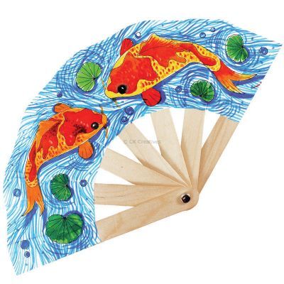 Chinese New Year Paper Fan Pack of 5 - Koi Fish
