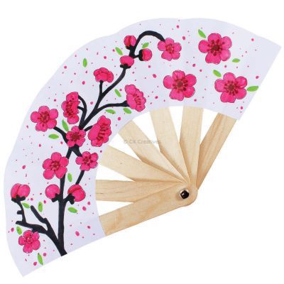 Chinese New Year Paper Fan Pack of 5 - Spring Flower