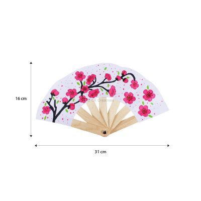 Chinese New Year Paper Fan Pack of 5 - Spring Flower - Size