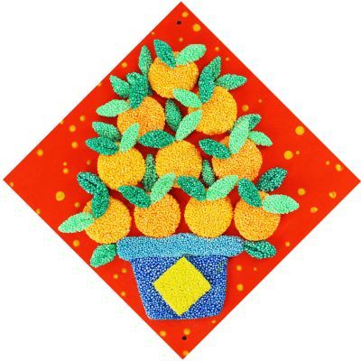 Chinese New Year Foam Clay Canvas Kit - Mandarin Orange