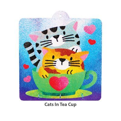 Sand Art Key Hanger Board Kit - Cats on Teacup