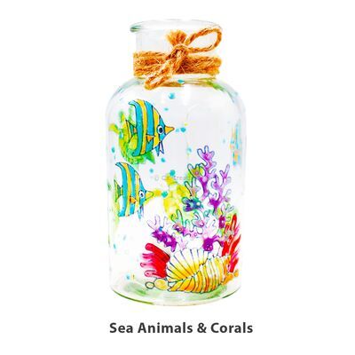 Glass Bottle Deco Painting Kit - Sea Animals And Corals