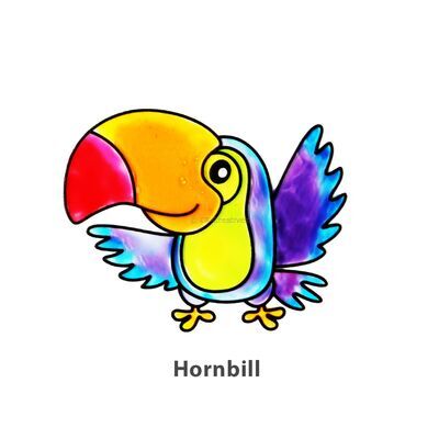 Suncatcher Window Deco Kit - Feathery Birds - Hornbill
