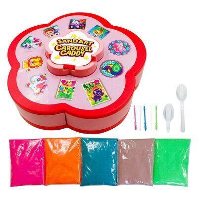 Portable Sand Art Tray Carousel Caddy - Keep Your Sand Tidy - Pink Contents