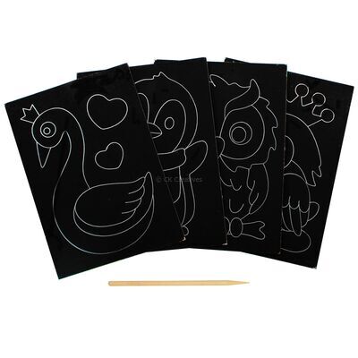 Scratch Art Bird - Penguin, Swan, Kingfisher, Owl - Contents