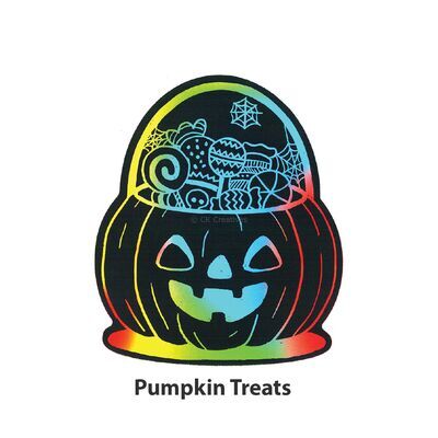 Scratch Art Halloween Deco Stand - Pumpkin Treats