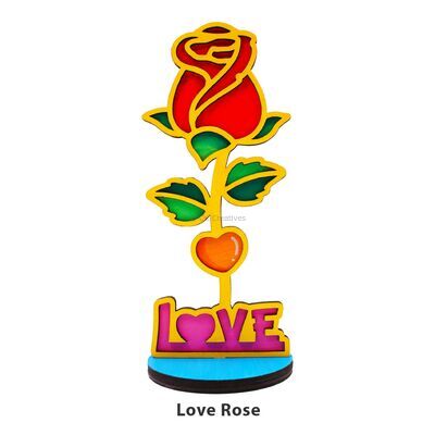 Wooden Rose Deco Stand Painting Kit - Love Rose