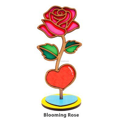 Wooden Rose Deco Stand Painting Kit - Blooming Rose