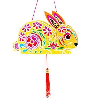 Rabbit Lantern With LED Light Kit - Yellow