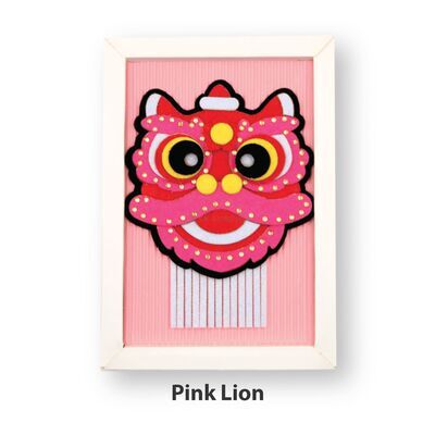 Felt Lunar New Year Lion Dance Decorative Art Stand - Pink