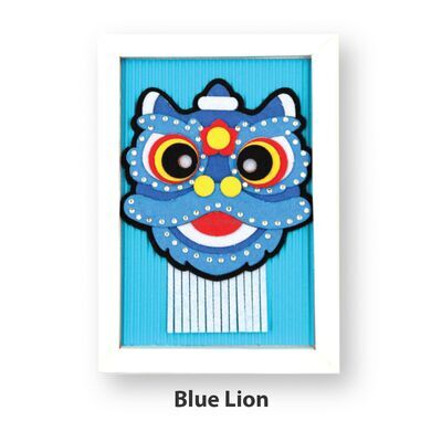 Felt Lunar New Year Lion Dance Decorative Art Stand - Blue
