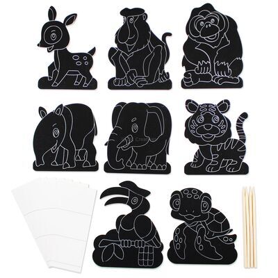 Scratch Art Wild Animal Deco Stand - 8 National Wild Animals! = Contents