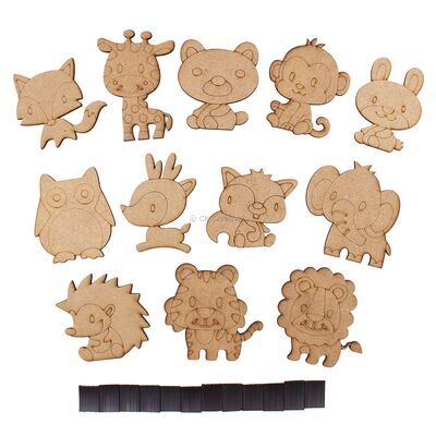 Wooden Animal Magnet Kit - 12 Adorable Animals! - Contents