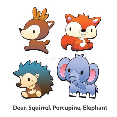 Wooden Animal Magnet Kit - Deer, Squirrel, Porcupine, Elephant