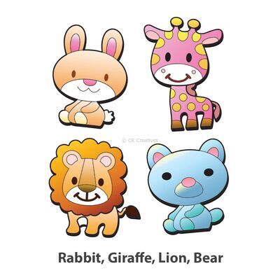 Wooden Animal Magnet Kit - Rabbit, Giraffe, Lion, Bear