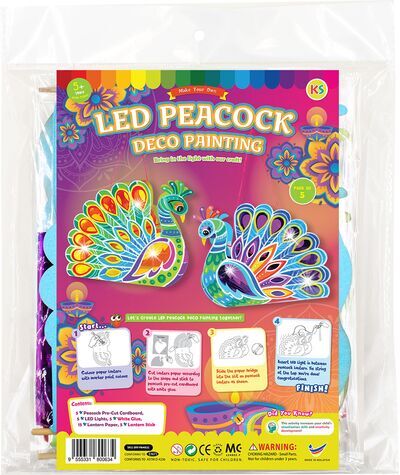 LED Peacock Hanging Light Deco Painting - Pack of 5