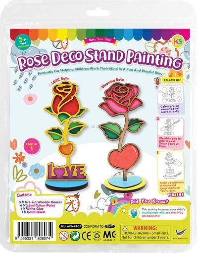 Wooden Rose Deco Stand Painting Kit - Love Rose / Blooming Rose -  Kit