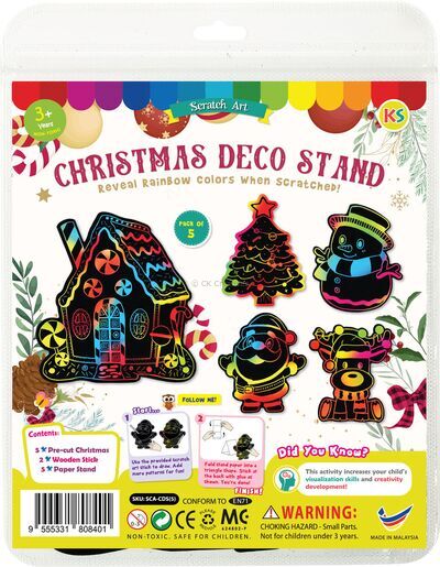 Scratch Art Christmas Deco Stand - 5 Merry Rainbow Displays!