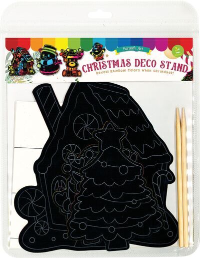 Scratch Art Christmas Deco Stand - 5 Merry Rainbow Displays! - Packaging Back