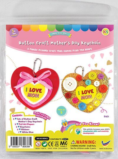 Mother's Day Buttons Heart Keychain - Packaging Front