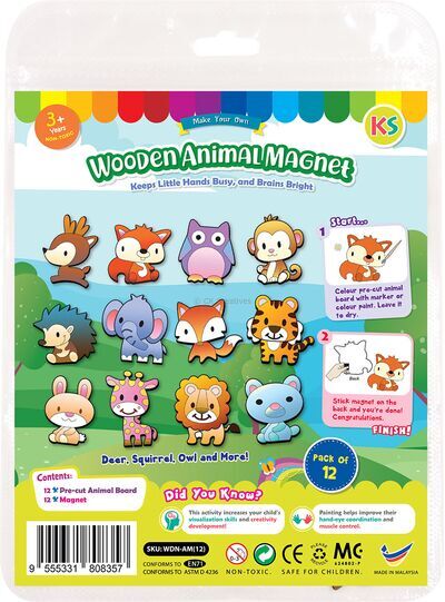 Wooden Animal Magnet Kit - 12 Adorable Animals!