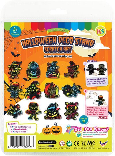Scratch Art Halloween Deco Stand - 12 Halloween Designs!Scratch Art Halloween Deco Stand - 12 Halloween Designs!