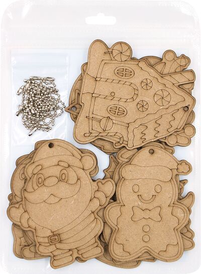 Wooden Christmas Ornament Deco - 12 Jolly Holiday Pals! - Packaging Back