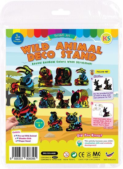 Scratch Art Wild Animal Deco Stand - 8 National Wild Animals!