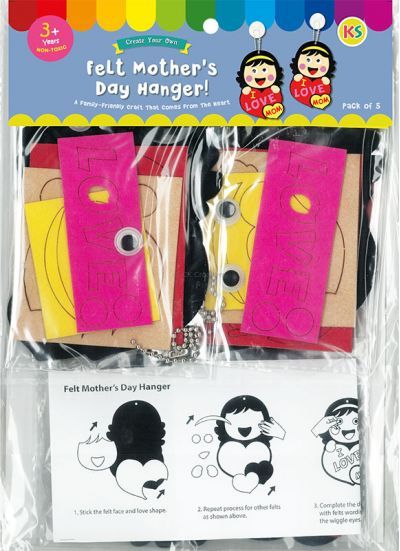 Felt Mother's Day Hanger Pack of 5 - Packaging Back