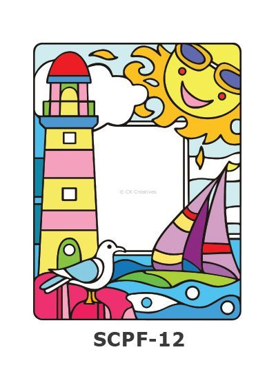 Suncatcher Photo Frame Kit - Boat Sailing at Pier with Lighthouse