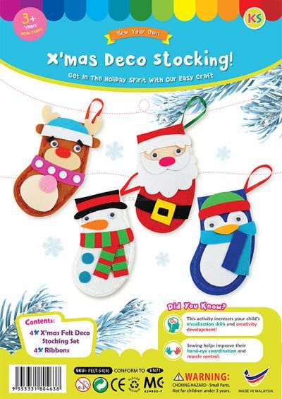 Felt Christmas Deco Stocking Kit - Pack of 4