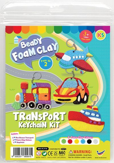 Foam Clay 2-in-1 Transport Keychain Kit - Train and Car/Aeroplane and Ship
