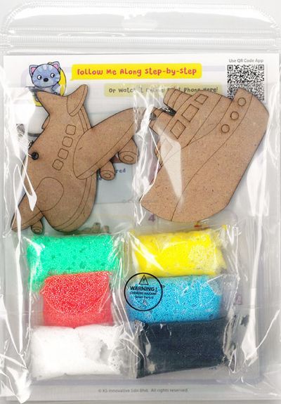 Foam Clay 2-in-1 Transport Keychain Kit - Train and Car/Aeroplane and Ship - Packaging Back