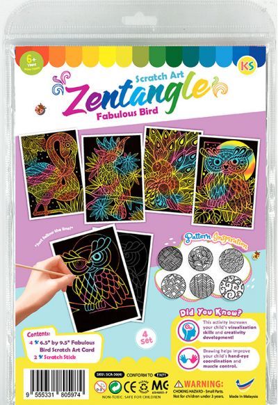 Tangle Scratch Art - Fabulous Bird Kit
