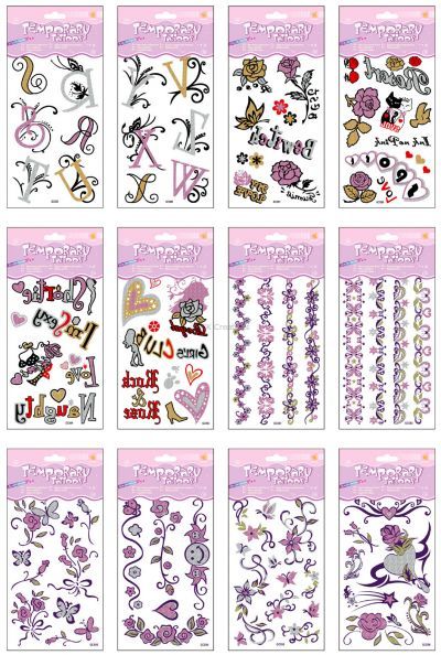 Temporary Glitter Tattoo - Rainbow Mix - Assorted Designs