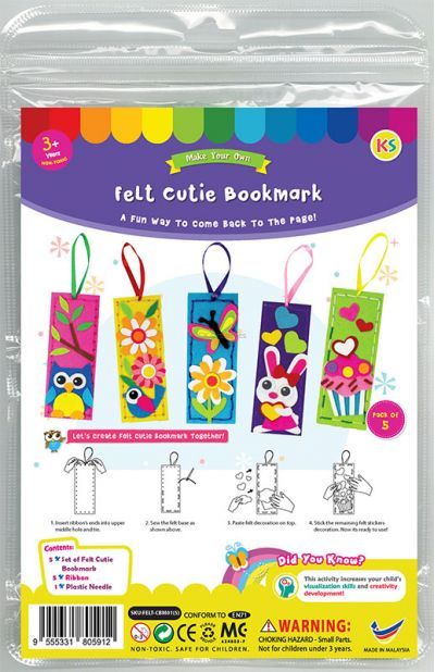 Felt Cutie Bookmark Pack of 5 - Packaging Front