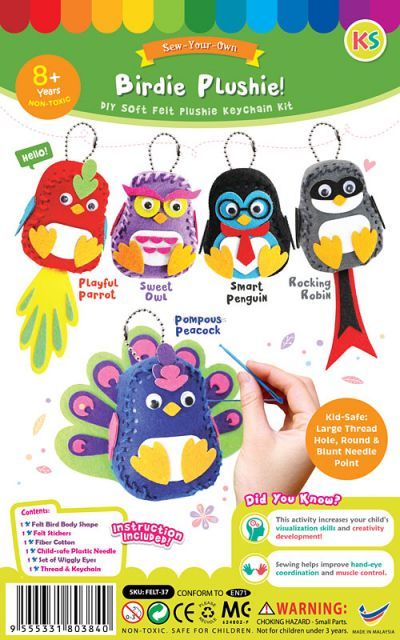 Felt Birdie Plushie Keychain Kit