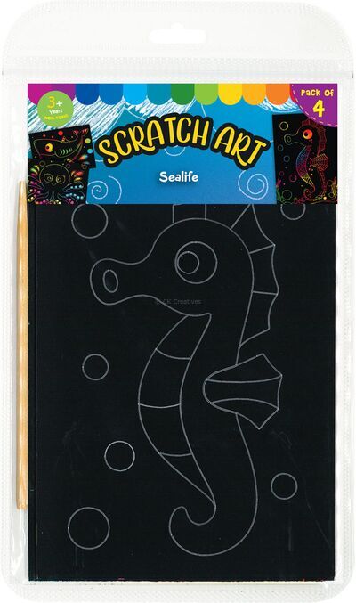 Scratch Art Sealife Kit - Seahorse, Dolphin, Octopus, Shark