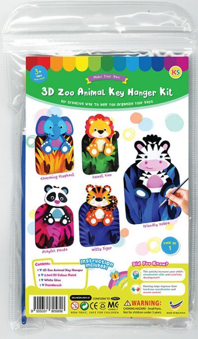 3D Zoo Animal Key Hanger Kit - Packaging Front