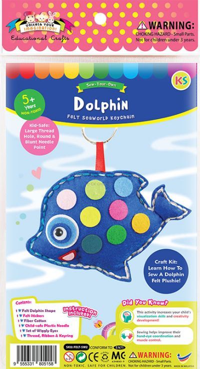 Felt Seaworld Plushie Kit - Dolphin - Packaging Front